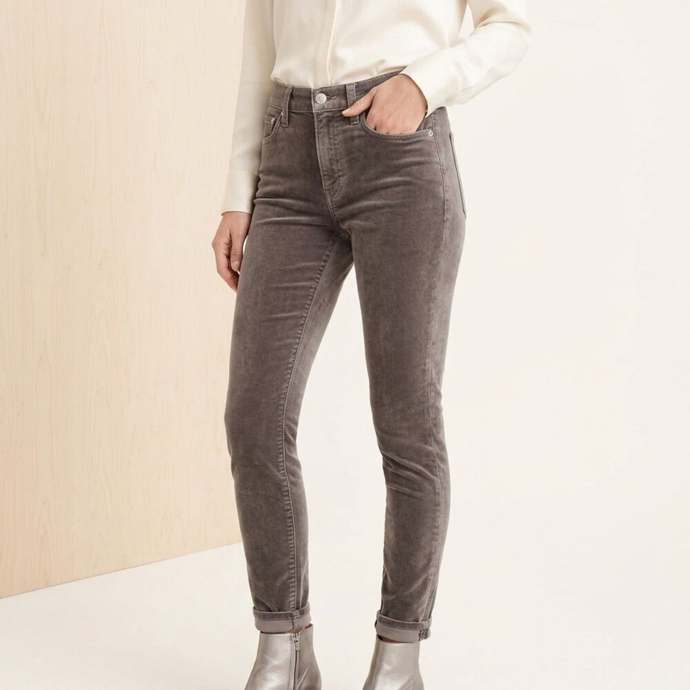 J Crew Jeans Womens 25 Gray Corduroy 9 High Rise Toothpick Stretch Skinny Pants